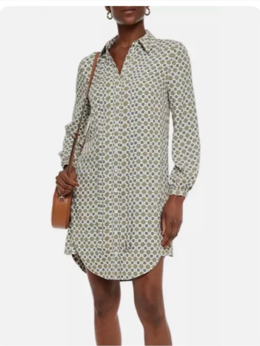 Tory Burch Cora Crepe de Chine Mini Shirt Dress